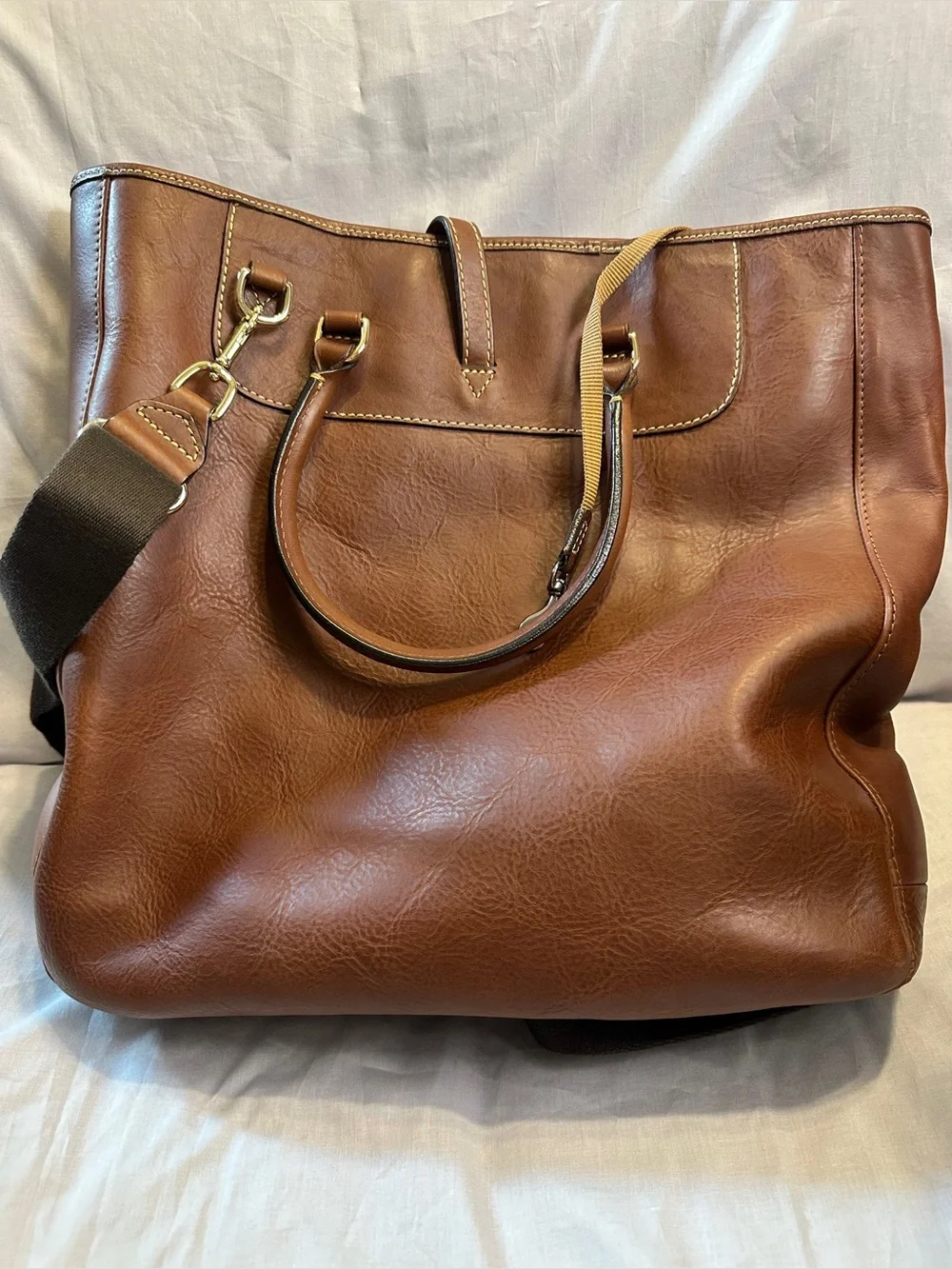 Dooney & Bourke Rare Florentine Leather Large Tote Brown Crossbody